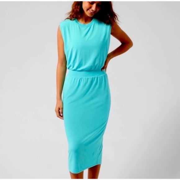 NWT Athleta Santorini Cinch Dress Turquoise Blue 3XL (XXXL) - Picture 1 of 9